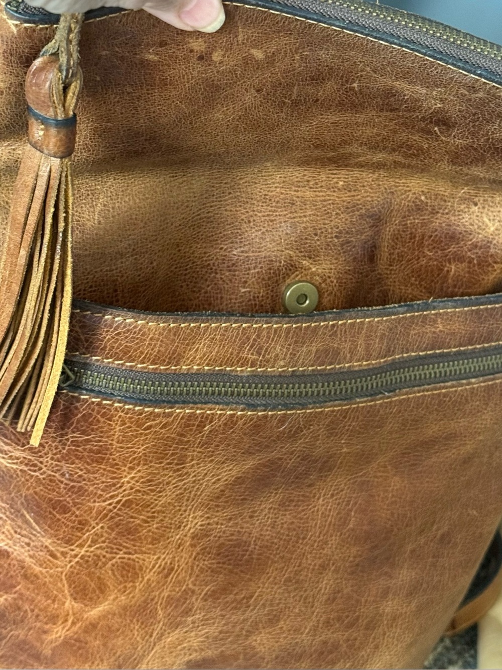 Patricia Nash Luzille distressed look Leather, Fold-Top Backpack purse. - Picture 7 of 16